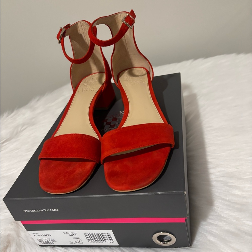 Vince Camuto Bold Red Suede Heels